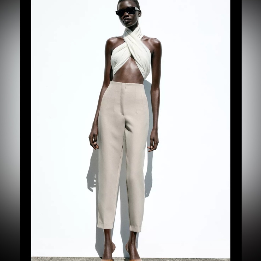Zara Cream Cropped Ankle Pants
